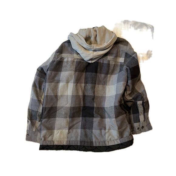 Brazos Work Force Hooded Flanel Jacket Snap Mens L - Picture 2 of 3